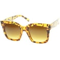 thumbnail image 2 of sunglassLA Unisex Bold Oversize Tinted Flat Lens Square Horn Rimmed Sunglasses (Shiny Tortoise / Amber) - 51mm, 2 of 4