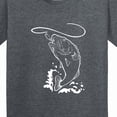 thumbnail image 4 of Inktastic Leaping Bass Fish White Outline Youth T-Shirt, 4 of 5