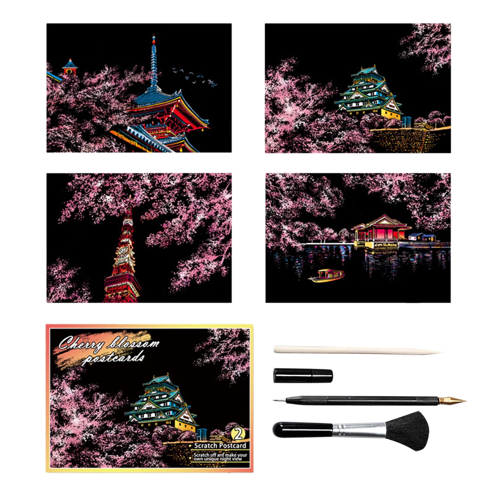 Scratch Art City Scenery Building Painting Paper DIY Scratchboard