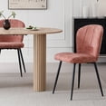 thumbnail image 2 of Dining Chairs Set of 2, Upholstered Chenille Fabric Kitchen Chairs With Metal Legs, Wingback Elegant Tufted Accent Vanity Chair For Dinner, Bedroom, Living Room, Apartment, Coral, 2 of 6