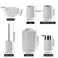 thumbnail image 2 of Bathroom Accessories Set 6Pcs Bath Ensemble Include Trash Can, Lotion Bottle, Toothbrush Holder, Soap Dish, Toilet Cleaning Brush Trash Can, Gift for Friend Parent, Gray White, 2 of 8