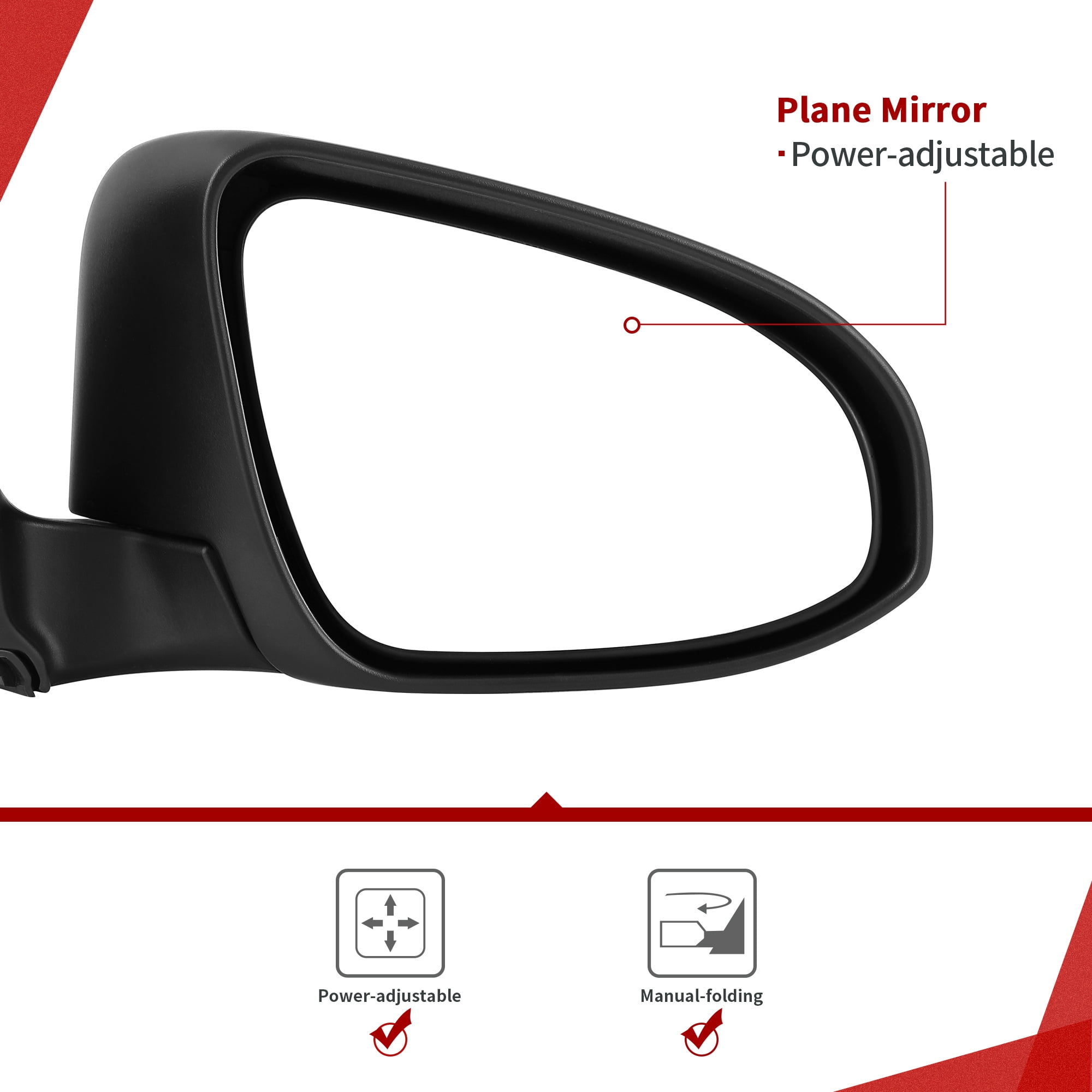 LEDKINGDOMUS  Right Passenger Side Power Adjusting Manual Folding Black Mirror Compatible With 2014 2015 2016 2017 2018 2019 Toyota Corolla Door Mirror Replacement