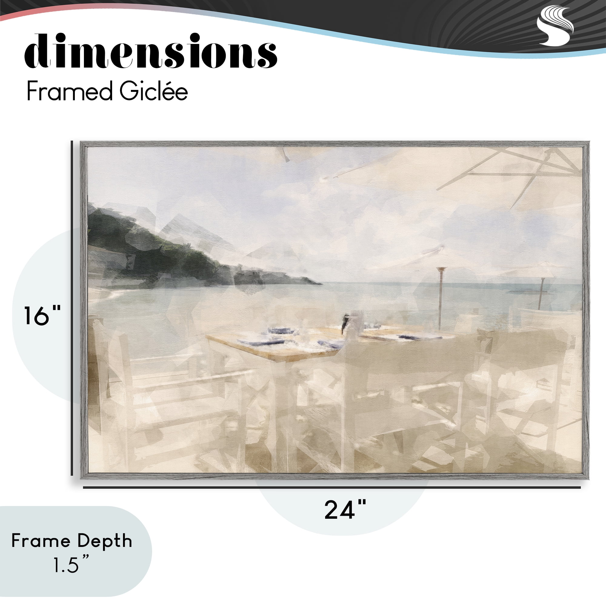 Stupell Industries Table By The Sea Gray Framed Giclee Art, design by Noah Bay
