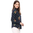 thumbnail image 4 of Unique Bargains Women's Tie Ruffled Neckline Polka Dots Floral Blouse Tops, 4 of 6