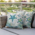 thumbnail image 3 of Outdoor Pillow Covers Pack of 2, Nautical Starfish Vintage Map Waterproof Throw Pillowcase Cushion Cases, Watercolor Coral Shell Decorative Pillow Cover for Couch Sofa Home Bed Patio, 3 of 9
