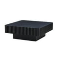 thumbnail image 3 of Kevinplus 35.43" Modern Square Handcraft Drum Coffee Table with Sturdy MDF Pedesta for Living Room, Black, 3 of 8