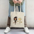 thumbnail image 2 of Futuristic Cartoon Tote Bag - Dark & Light Haired Characters with Glowing Halos Perfect for Shopping & Travel, 2 of 4