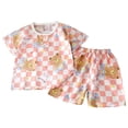 thumbnail image 1 of Ulanda Ensemble de Pyjama 2 Pcs Pjs Coton Tenue de Nuit d'Été Manches Courtes Haut avec Bas (Kaki, 2-3 Ans), 1 of 6