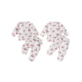 thumbnail image 3 of Aojekbee Baby Girls 2-piece Outfit, Bow Print Long Sleeve Crew Neck Sweatshirt with Elastic Waist Sweatpants Fall Clothes, 3 of 10