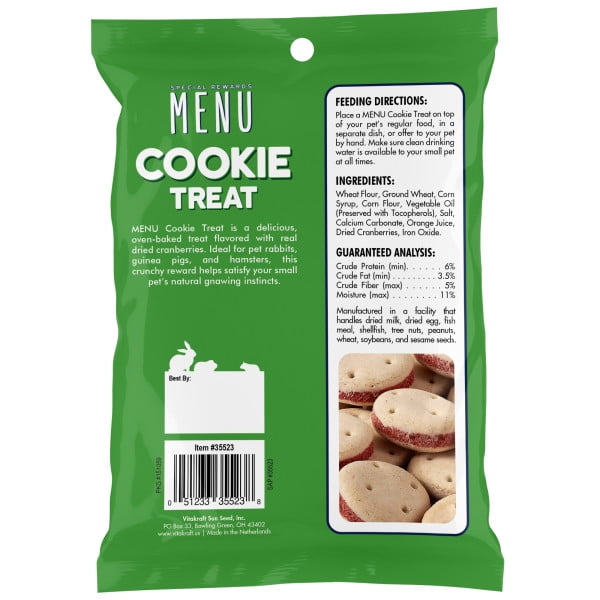 Menu Cookies with Cranberries Rabbit, Guinea Pig, & Hamster Treats, 3 Oz