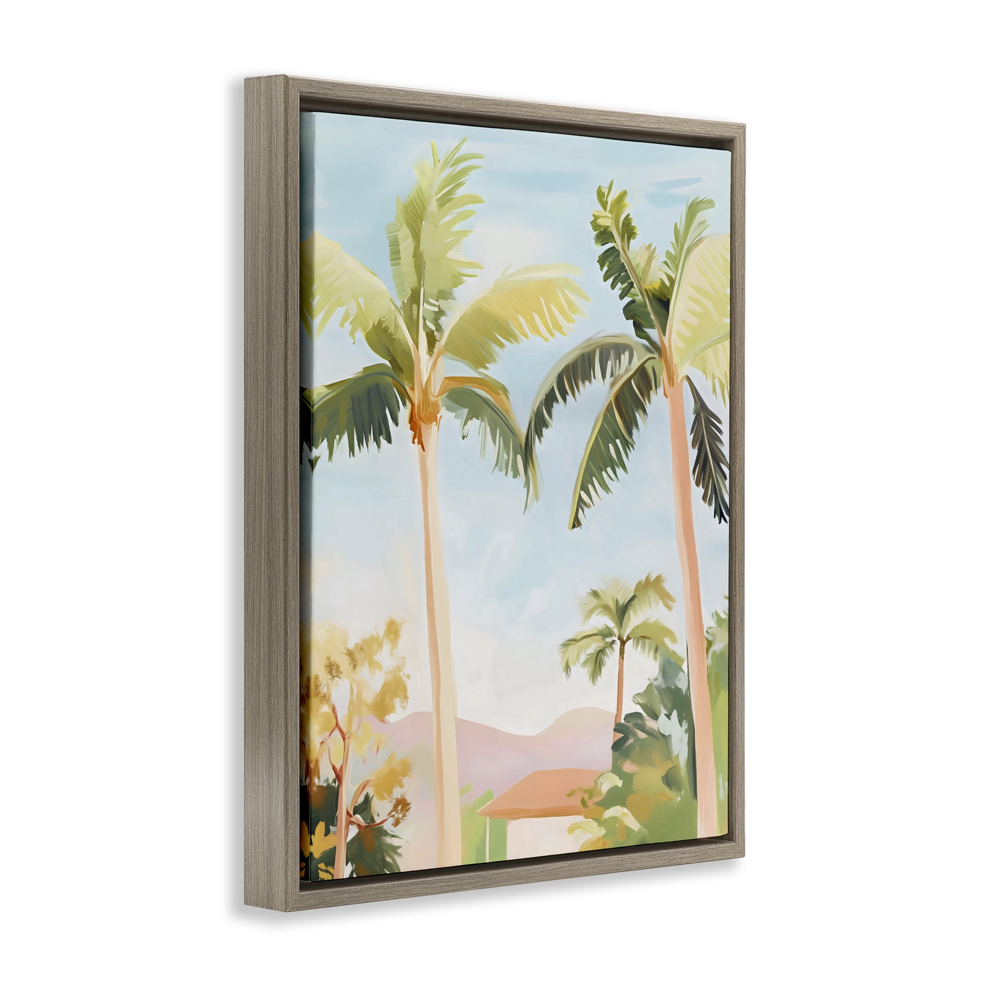 Stupell Industries Rising Above Tropical Palms Brown Framed Floater Canvas Wall Art, design by The Prints Vibe