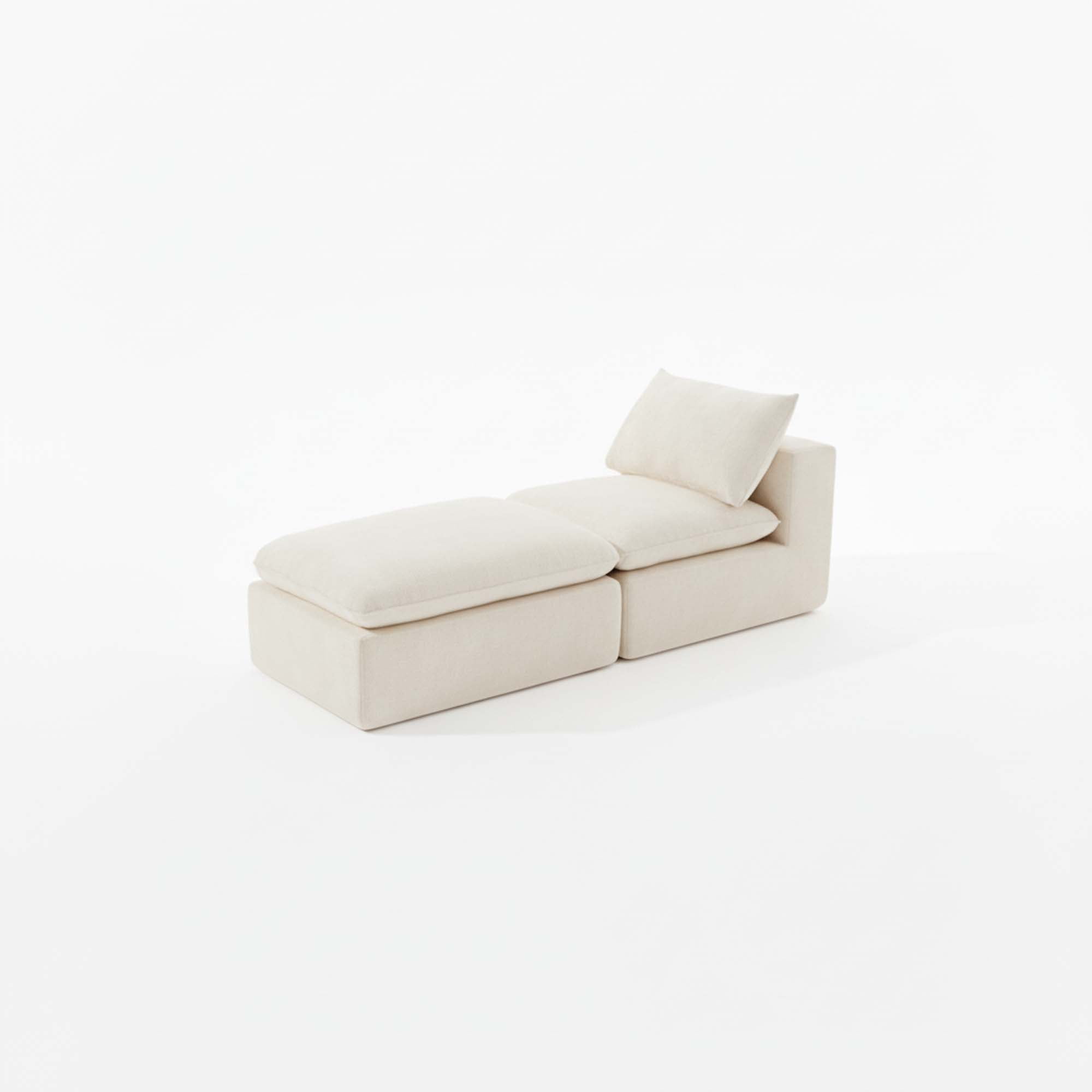 Miniyam 30" x 79" White Left or Right Facing Chaise Lounge, Modular Add-On to Build L-Shape or U-Shape Sectional Sofa