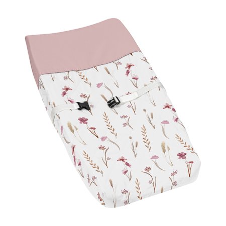 Sweet Jojo Designs Watercolor Floral Garden Pink Girl Changing Pad Cover