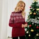 thumbnail image 5 of Suéter de punto jacquard ligero para mujer, jersey de cuello alto para otoño e invierno, jersey de punto con copos de nieve navideños para mujer, 5 of 5