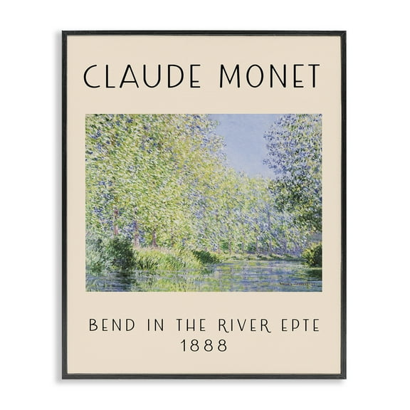 Stupell Industries Classic River Bend Monet Landscape & Nature Painting Black Framed Art Print Wall Art, 11 x 14