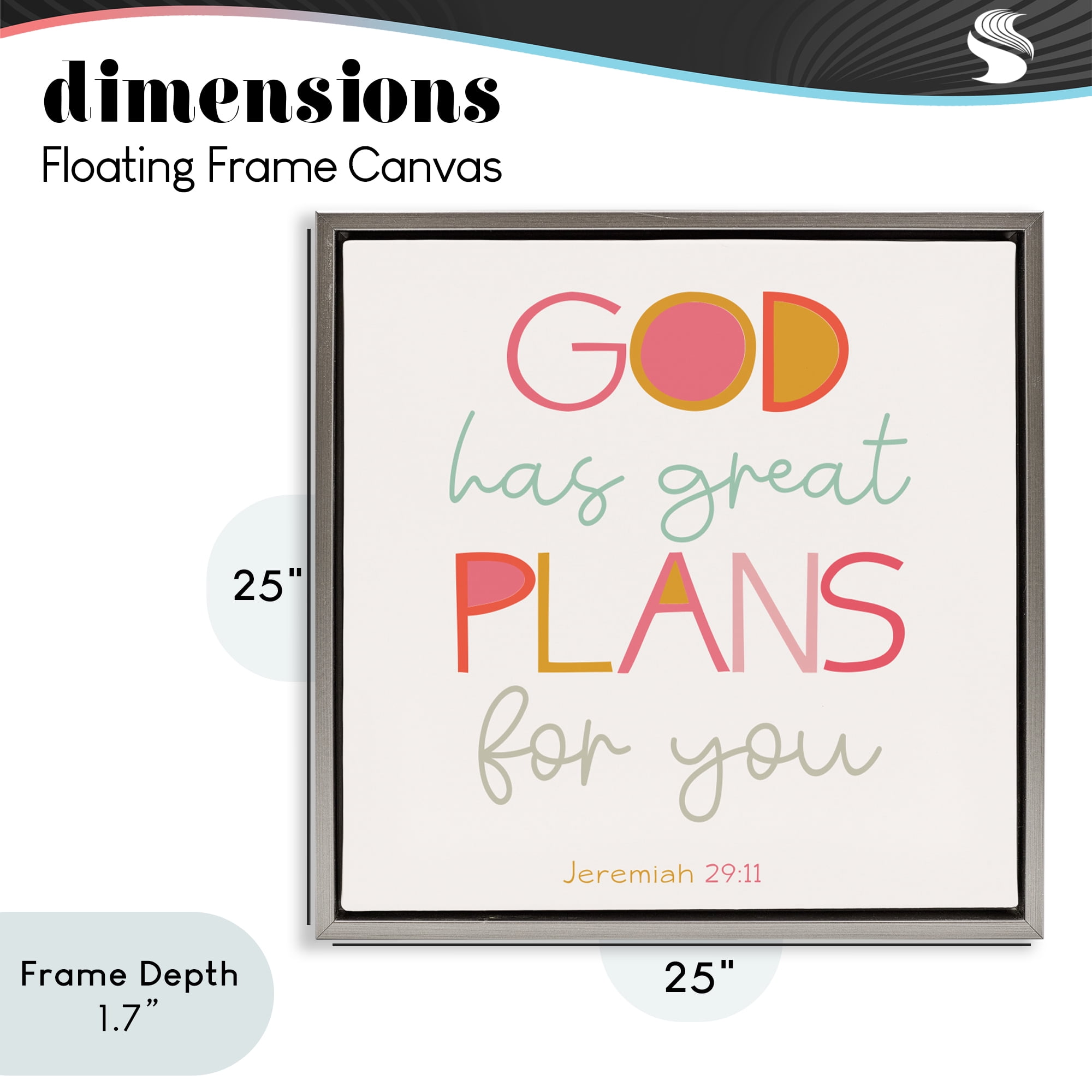 Stupell Industries God's Plans For You Gray Framed Floater Canvas Wall Art, design by SD Graphics Studio