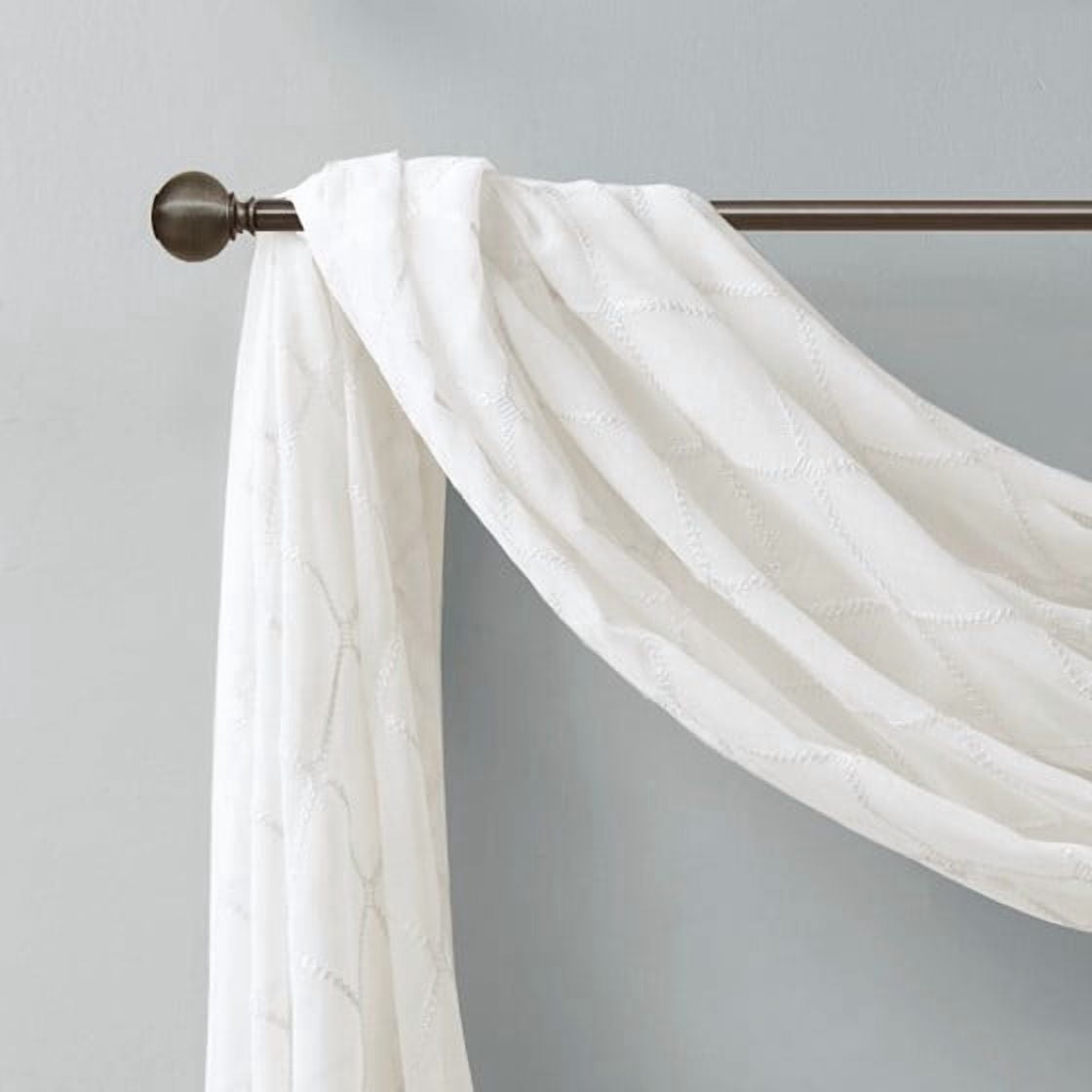 MAYEERTY Diamond Sheer Embroidered Window Scarf - For Living Room