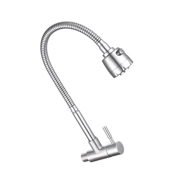 Yammee Wall Mounted Kitchen Sink Faucet Single Cold Water Tap Single Handle Wall Mount Kitchen Faucet Functional Kitchen Faucet