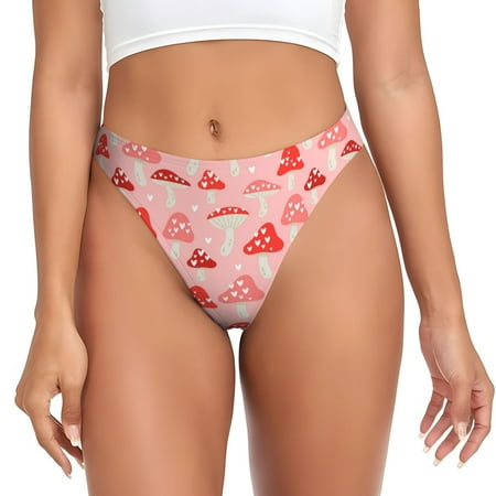 Sigee Cute Mushroom1 for Women s G-String Panty  Low Rise  Soft Lace Perfect for Everyday Wear or Special Occasions-Medium