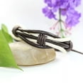 thumbnail image 3 of EOEMY Genuine Leather Bracelet Men'S Unisex Braided Wrap Tribal Brown White H163-Default, 3 of 4