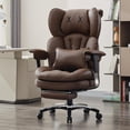 thumbnail image 4 of Big and Tall Office Chair  X-Embroidery PU Leather Home Chair  Adjustable  Back Computer Gaming Chair  Swivel Executive Office Chair with Footrest and Lumbar Support  Grey, 4 of 6