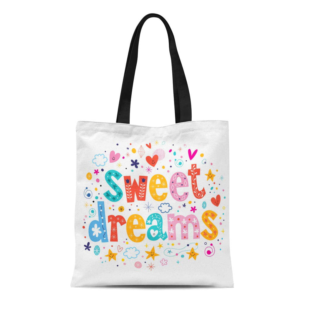 ASHLEIGH Canvas Tote Bag Kids Sweet Dreams Pajama Sleepover Headline ...