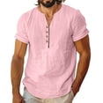 thumbnail image 3 of Cotton Linen T Shirts for Man Short Sleeve Lightweight Breathable V Neck Relaxed Fit Casual Tshirts Mens Tees, 3 of 6