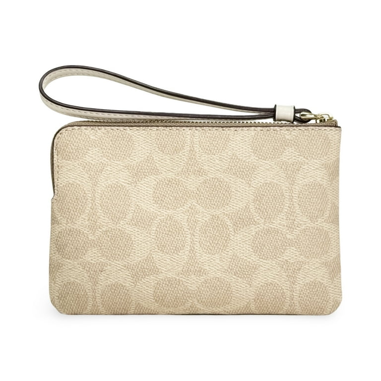 Coach Women's Small Corner Zip Wristlet in Signature Canvas with