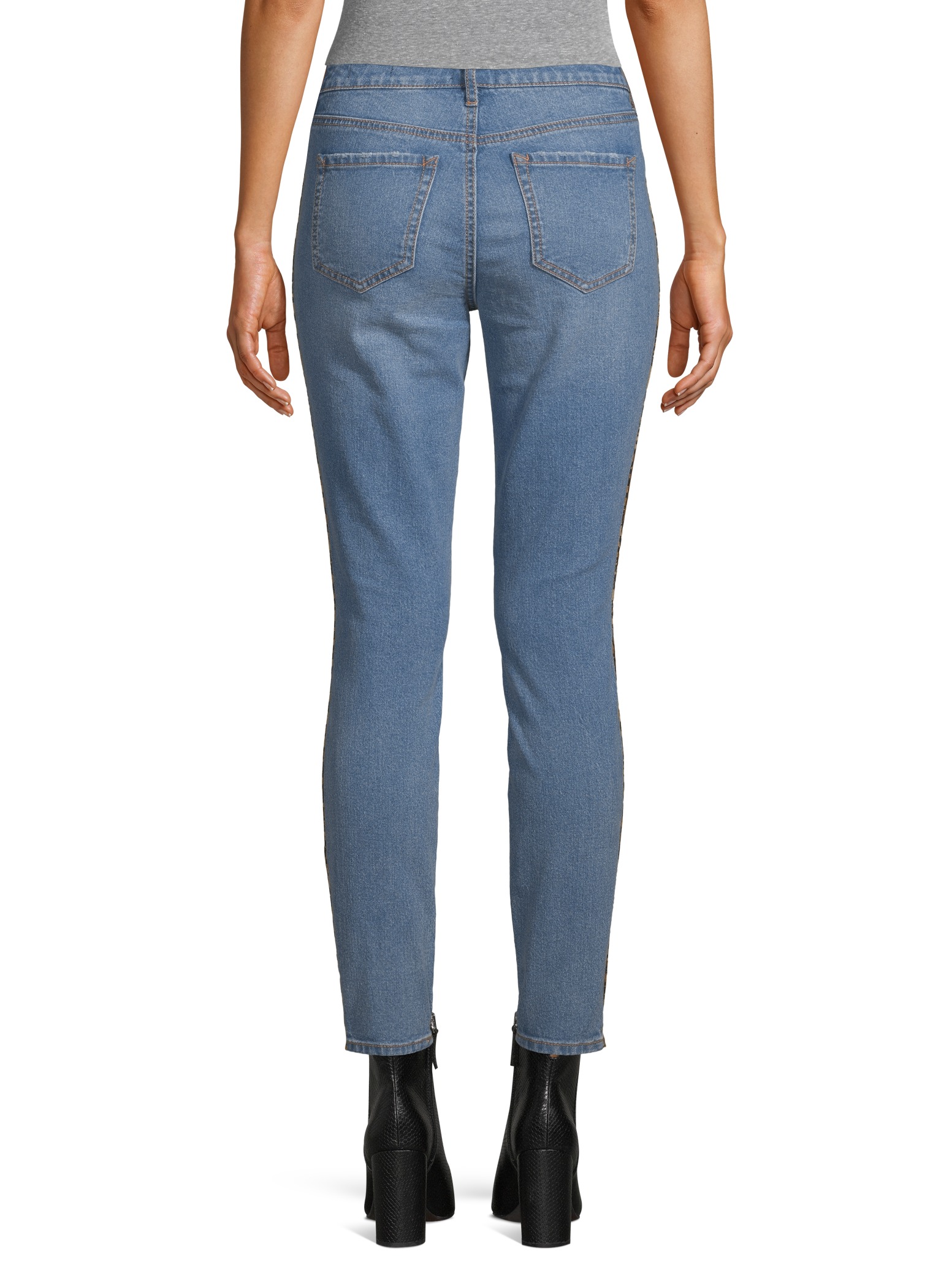 Scoop Women's Skinny Ankle Jeans with Leopard Stripe - image 3 of 7