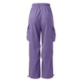 thumbnail image 3 of Kids Cargo Pants With Multiple Pockets for Boys Girls Outdoor Casual Play Everyday Comfortable, 13-14 Years, Purple, 3 of 8