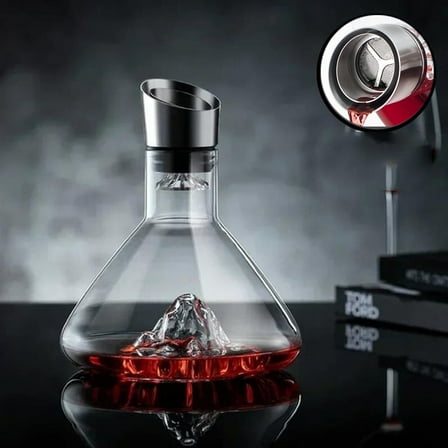 Wine Decanter Set with Iceberg Decoration, Portable Wine Decanter, Wine Dispenser, Crystal Glass Red Wine Filter, Wine Gift for Lovers, Durable Wine Accessories with Lid, 1 glass 1 wine dispenser
