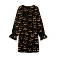 thumbnail image 5 of Girls Pajamas Loose Halloween Pumpkin Print Crew Neck Long Sleeve Ruffle Nightgown Pjs for Girls Size 3-4 Y, 5 of 5