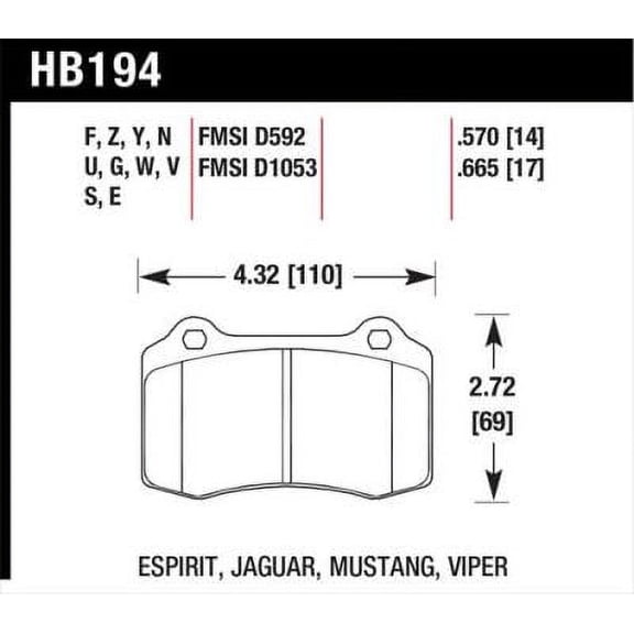 Hawk 2010 Camaro SS HPS Street Rear Brake Pads