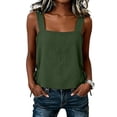 thumbnail image 2 of Women's Square Neck Sleeveless Top Cotton linen Casual Going Out Loose Fit Tank Tops Side Tie Summer Blouse Beach Vacation Shirt, M, 2 of 8