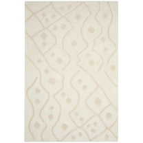 SAFAVIEH Sparta Francine Geometric Polyester Shag Area Rug, Ivory/Beige, 4' x 6'