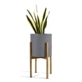 thumbnail image 1 of Maceta Cilindro Gris Moderna Macetas y Maceteros Base De Metal Dorada Interior/ext Estilo moderno elegante y minimalista, 1 of 2