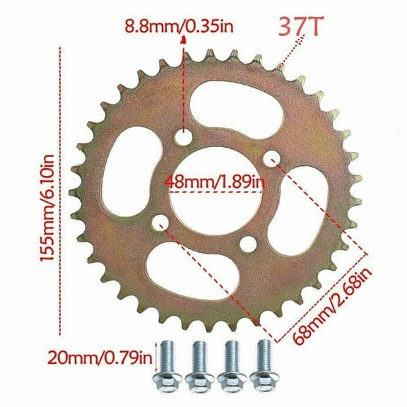 #420 #428 #520 #35 T8F 25H Rear Sprocket for ATV Pit Pro Trail Bike Drift -