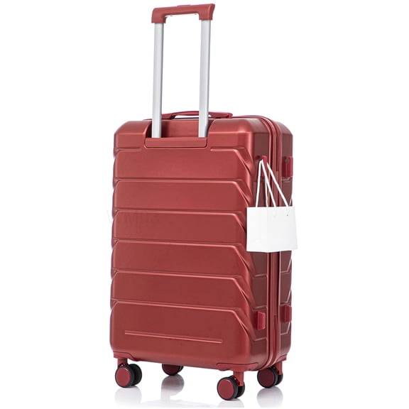 CHAMPFLAG 28 Inch Checked Luggage with Spinner Wheels, Durable ABS Hardshell in Wine Red, Features TSA Lock &; Large Capacity for Travel