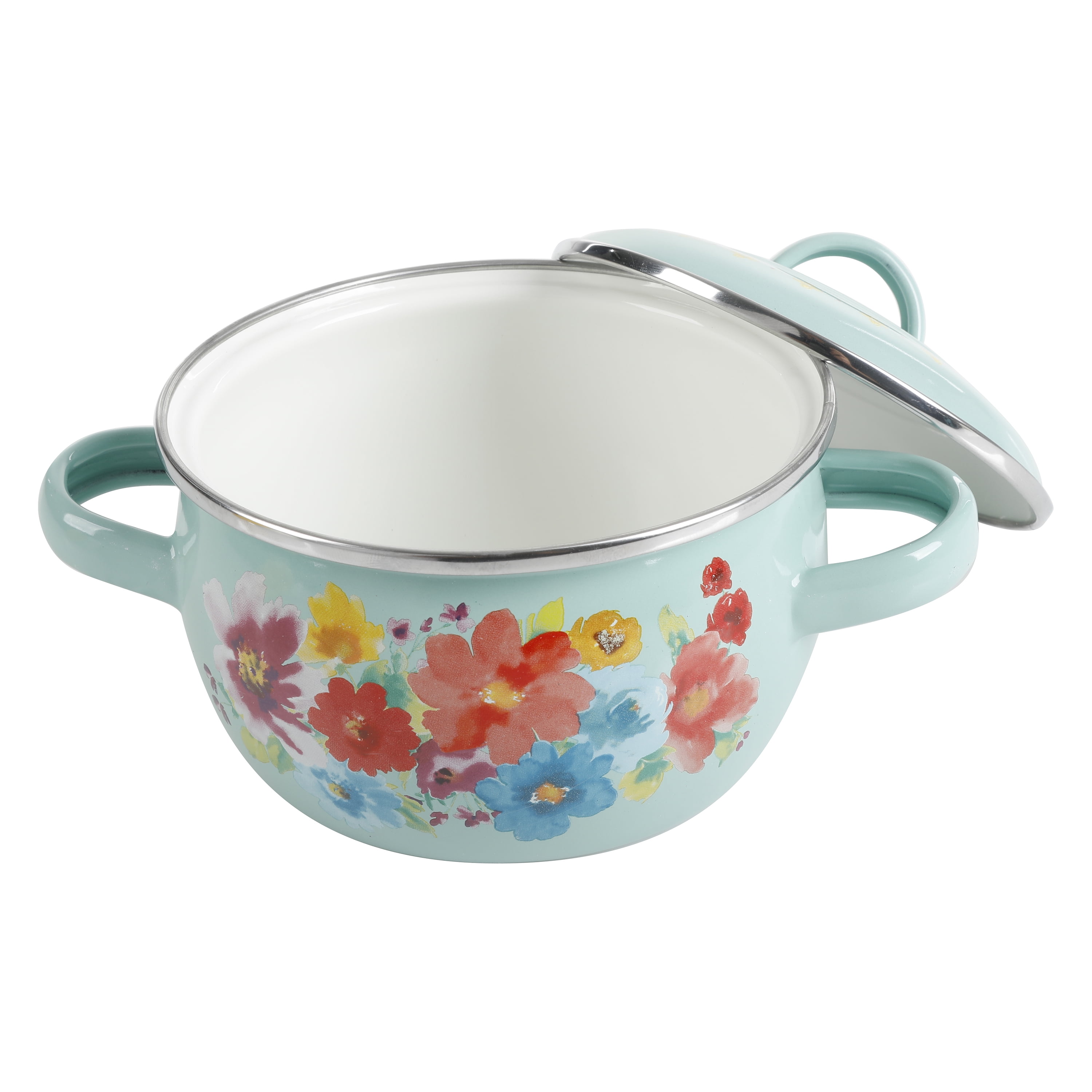 The Pioneer Woman Breezy Blossom Enamel on Steel 1.05-QT Mini Dutch Ovens, 2-Pack
