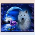 thumbnail image 3 of Kit de bordado de punto de cruz con taladro redondo 5D de lobo nocturno con pintura de diamante, 3 of 7