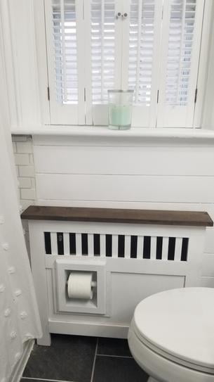 Typhon Recessed Solid Wood Toilet Paper Holder 7 x 8.5, White Enamel