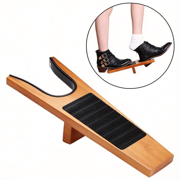 Wooden Boot Jack Remover for Cowboy, Work, and Wader Boots, Heavy Duty Boot Puller for Men and Women, Easy Off Tool Without Bending Over, Durable Wood Design, Brown, 1 Pack