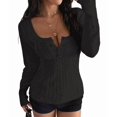 thumbnail image 2 of Women'S Boat Neck Cable Knit Sweater, Long Sleeve Off Shoulder Ribbed Slim Fit Pullover Tops Cute Fall Outfits Black L, 2 of 7