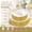 150pcs White and Gold Plastic Dinnerware Set, variant on 350pcs Christmas Plastic Dinnerware Set for 50 Guests, Disposable Plates Cups Silverware with Christmas Tree Design, Gold & Silver Party Tableware