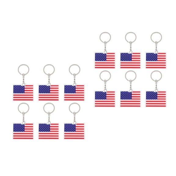 MLINS 12 pcs  American National Flag Keychains Patriotic Key Holder Purse Handbag Pendant