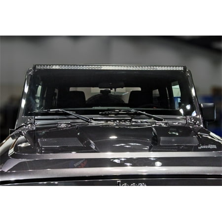 1 Bar Lighting - N-Fab Windshield Mount 07-17 Jeep Wrangler JK 4 and 2 Door - Tex. Black - 1 Single Row LED Light Bar