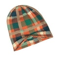 thumbnail image 4 of Beanie Hats for Men and Women, Vintage Orange Plaid Stripes Patterns Adult Unisex Knit Hat Winter Warm Skull Cap, 4 of 7