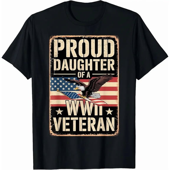 Women's Vintage Proud WWII Veteran Daughter Graphic T-Shirt