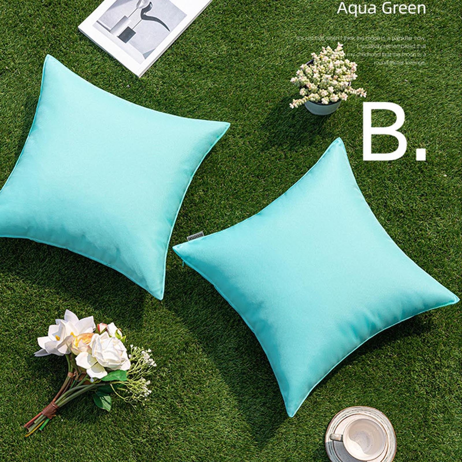 Outdoor Waterproof Pillow Cover, Watertight Pillow Protector for Patio Furniture, Modern Solid Color Cushion Cover for Garden, Poolside, and Backyard Lounge Chairs (2 Pcs)