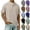 Khaki, variant on Men's Cotton Linen Henley Shirt - Short Sleeve Collarless Shirts Solid Color Casual Summer Beach Holiday Button Up Tops Plus Size Loose Fit T-Shirt Breathable 3 Buttons Grandad T Shirts